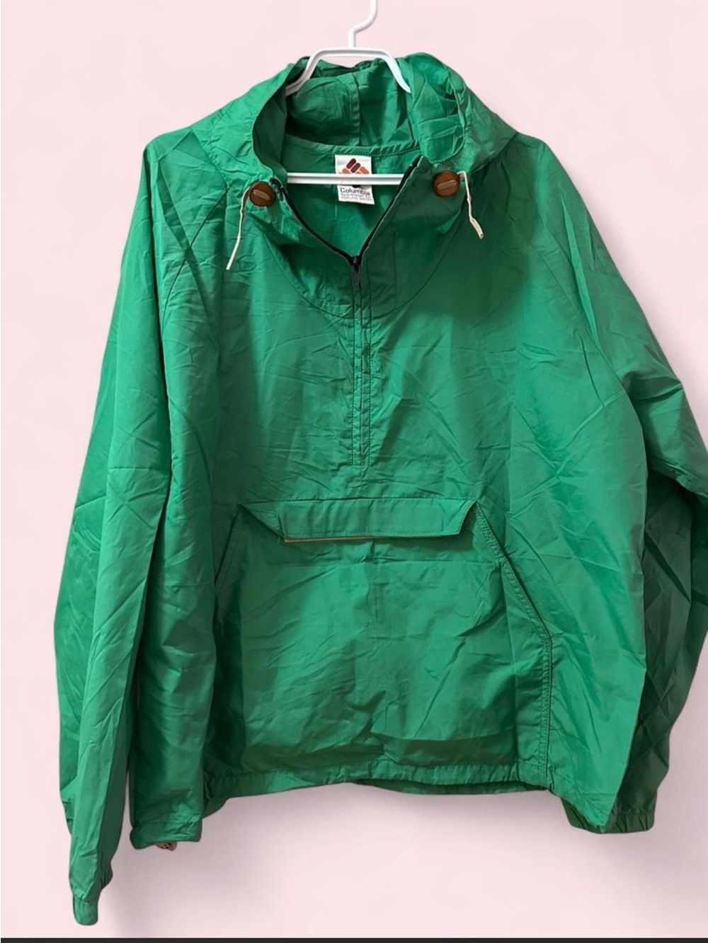 Vintage Columbia Packable Pullover Rain Jacket Hooded Travel Hiking Men’s XL